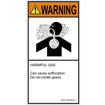 PL警告表示ラベル(ANSI準拠)│ガス・薬液などの危険：有毒ガス/窒息│英語(タテ) SCREENクリエイティブコミュニケーションズ