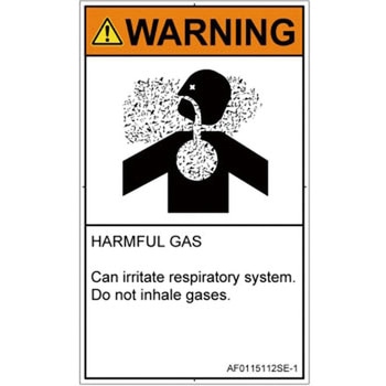 PL警告表示ラベル(ANSI準拠)│ガス・薬液などの危険：有毒ガス/窒息│英語(タテ) SCREENクリエイティブコミュニケーションズ
