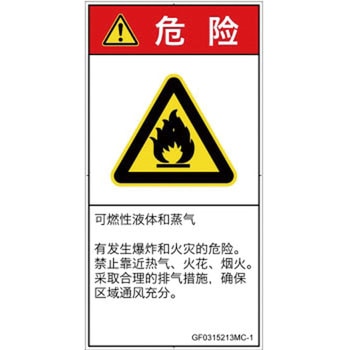 PL警告表示ラベル(GB準拠)│ガス・薬液などの危険：可燃性物質│簡体字(タテ) SCREENクリエイティブコミュニケーションズ