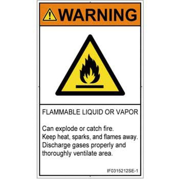 PL警告表示ラベル(ISO/SEMI準拠)│ガス・薬液などの危険：可燃性物質│英語(タテ) SCREENクリエイティブコミュニケーションズ