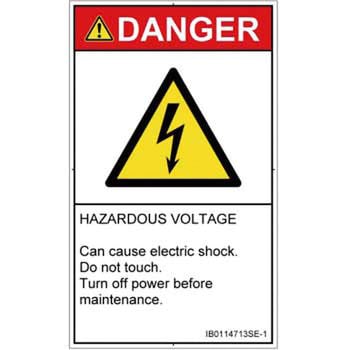 PL警告表示ラベル(ISO/SEMI準拠)│電気的な危険：感電│英語(タテ) SCREENクリエイティブコミュニケーションズ