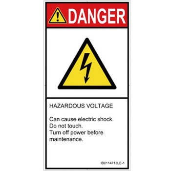 PL警告表示ラベル(ISO/SEMI準拠)│電気的な危険：感電│英語(タテ) SCREENクリエイティブコミュニケーションズ