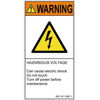 PL警告表示ラベル(ISO/SEMI準拠)│電気的な危険：感電│英語(タテ) SCREENクリエイティブコミュニケーションズ