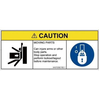 PL警告表示ラベル(ANSI準拠)│機械的な危険：押しつぶし(腕/体)│英語(マルチシンボルマーク) SCREENクリエイティブコミュニケーションズ