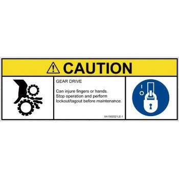 PL警告表示ラベル(ANSI準拠)│機械的な危険：駆動部(ギア)│英語(マルチシンボルマーク) SCREENクリエイティブコミュニケーションズ