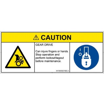 PL警告表示ラベル(ISO/SEMI準拠)│機械的な危険：駆動部(ギア)│英語(マルチシンボルマーク) SCREENクリエイティブコミュニケーションズ