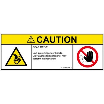PL警告表示ラベル(ISO/SEMI準拠)│機械的な危険：駆動部(ギア)│英語(マルチシンボルマーク) SCREENクリエイティブコミュニケーションズ