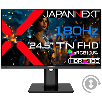 JN-245GT180FHDR-HSP �Q�[�~���O�t���f�B�X�v���C 24.5�^/1920�~1080/HDMI�~2�ADP�~1/�u���b�N/�X�s�[�J�[�L/2�N�ۏ� JAPANNEXT �p�l���쓮����TN ����� �t���b�J�[�t���[YES 82222265