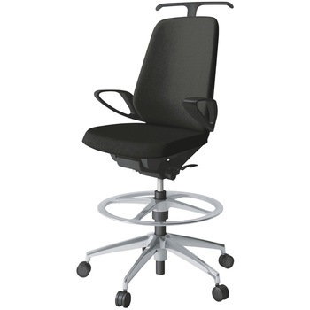 ノートチェア ハイポジションタイプ ハイバック 固定肘 ハンガー ランバーサポート付 クロスSA アルミ脚<配送時組立サービス付> イトーキ