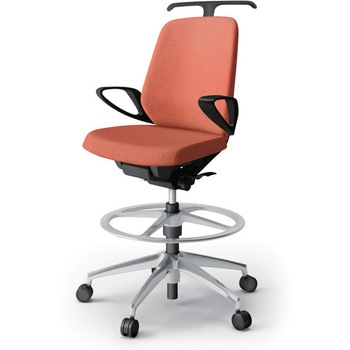 ノートチェア ハイポジションタイプ ローバック 固定肘 ハンガー ランバーサポート付 クロスSA アルミ脚<配送時組立サービス付> イトーキ