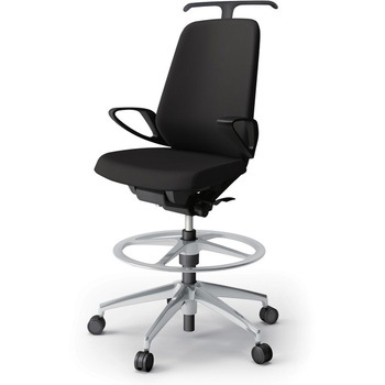 ノートチェア ハイポジションタイプ ハイバック 固定肘 ハンガー ランバーサポート付 クロスPV アルミ脚<配送時組立サービス付> - イトーキ