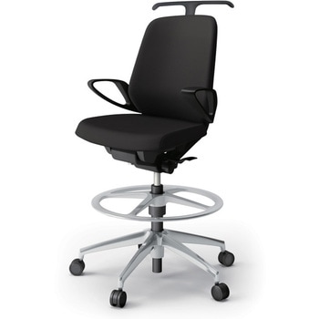 ノートチェア ハイポジションタイプ ローバック 固定肘 ハンガー ランバーサポート付 クロスPV アルミ脚<配送時組立サービス付> イトーキ