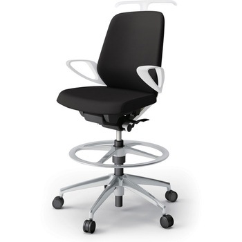 ノートチェア ハイポジションタイプ ローバック 固定肘 ハンガー ランバーサポート付 クロスPV アルミ脚<配送時組立サービス付> イトーキ