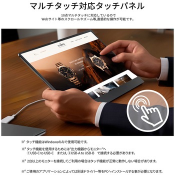 有機ELディスプレイ 13.3型/1920×1080/miniHDMI×1、USB-C×2/ブラック/スピーカー有/2年保証 JAPANNEXT