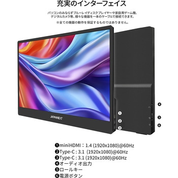 液晶ディスプレイ 17.3型/1920×1080/miniHDMI×1、USB-C×2/ブラック/スピーカー有/2年保証 JAPANNEXT