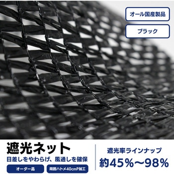 【オーダー】遮光ネット ブラック(遮光率 約45%～98%) 周囲ハトメ約40cmピッチ トヨネン