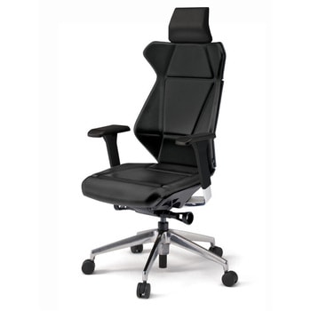 フリップフラップチェア エクストラハイバック 可動肘 ランバーサポート付 ビニールレザーDG アルミミラー脚 ナイロンキャスター<配送時組立サービス付> - イトーキ