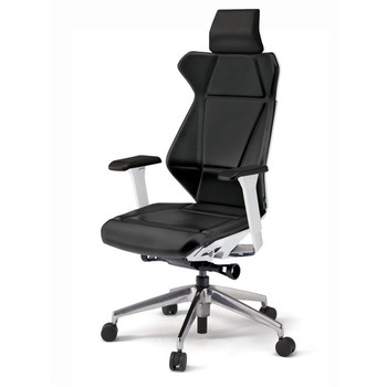 フリップフラップチェア エクストラハイバック 可動肘 ランバーサポート付 ビニールレザーDG アルミミラー脚 ナイロンキャスター<配送時組立サービス付> - イトーキ