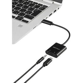 Type-Cto3.5mm+PD給電 オーディオ変換アダプター ブラック BUFFALO(バッファロー)
