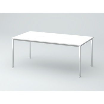 オリゴテーブル ホワイトボード天板(配線キャップ) 角型 1800×900 4本角脚(メッキ脚)<配送時組立サービス付> イトーキ