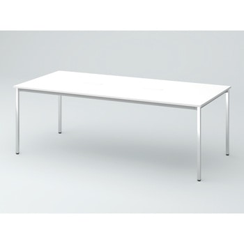 オリゴテーブル ホワイトボード天板(配線キャップ) 角型 2100×900 4本角脚(メッキ脚)<配送時組立サービス付> イトーキ