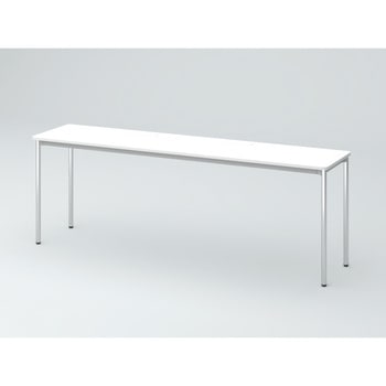 オリゴテーブル ホワイトボード天板(配線キャップ) 角型 2100×450 4本丸脚(メッキ脚)<配送時組立サービス付> イトーキ