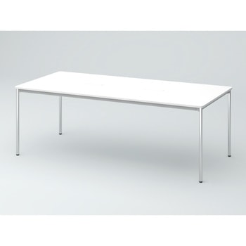 オリゴテーブル ホワイトボード天板(配線キャップ) 角型 2100×900 4本丸脚(メッキ脚)<配送時組立サービス付> イトーキ