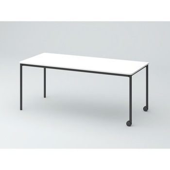 オリゴテーブル ホワイトボード天板 角型 1800×750 4本丸脚 片側キャスター<配送時組立サービス付> イトーキ