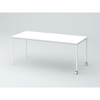 オリゴテーブル ホワイトボード天板 角型 1800×750 4本丸脚 片側キャスター<配送時組立サービス付> イトーキ