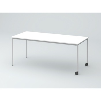 オリゴテーブル ホワイトボード天板 角型 1800×750 4本丸脚 片側キャスター<配送時組立サービス付> イトーキ