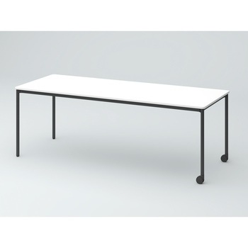 オリゴテーブル ホワイトボード天板 角型 2100×750 4本丸脚 片側キャスター<配送時組立サービス付> - イトーキ