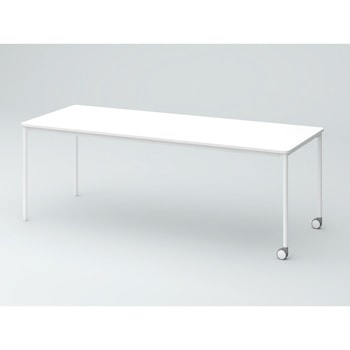 オリゴテーブル ホワイトボード天板 角型 2100×750 4本丸脚 片側キャスター<配送時組立サービス付> - イトーキ