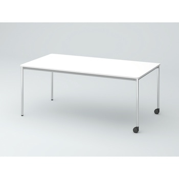 オリゴテーブル ホワイトボード天板 角型 1800×900 4本丸脚 片側キャスター(メッキ脚)<配送時組立サービス付> イトーキ