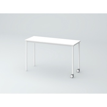 オリゴテーブル ホワイトボード天板(配線キャップ) 角型 1200×450 4本角脚 片側キャスター<配送時組立サービス付> イトーキ