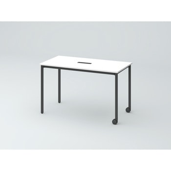 オリゴテーブル ホワイトボード天板(配線キャップ) 角型 1200×600 4本角脚 片側キャスター<配送時組立サービス付> イトーキ