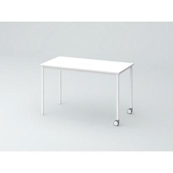 オリゴテーブル ホワイトボード天板(配線キャップ) 角型 1200×600 4本角脚 片側キャスター<配送時組立サービス付> イトーキ