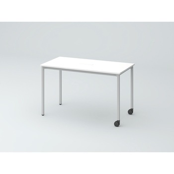 オリゴテーブル ホワイトボード天板(配線キャップ) 角型 1200×600 4本角脚 片側キャスター<配送時組立サービス付> イトーキ