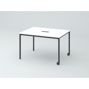 オリゴテーブル ホワイトボード天板(配線キャップ) 角型 1200×900 4本角脚 片側キャスター<配送時組立サービス付> イトーキ