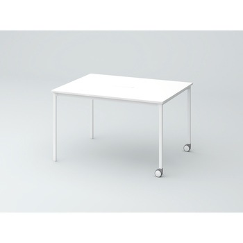 オリゴテーブル ホワイトボード天板(配線キャップ) 角型 1200×900 4本角脚 片側キャスター<配送時組立サービス付> イトーキ