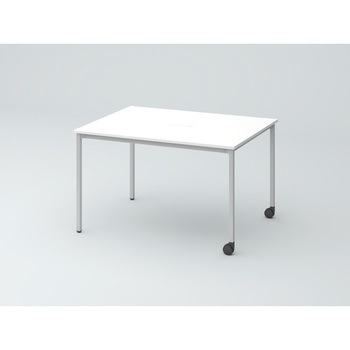 オリゴテーブル ホワイトボード天板(配線キャップ) 角型 1200×900 4本角脚 片側キャスター<配送時組立サービス付> イトーキ
