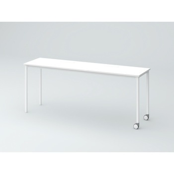 オリゴテーブル ホワイトボード天板(配線キャップ) 角型 1800×450 4本角脚 片側キャスター<配送時組立サービス付> イトーキ