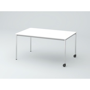 オリゴテーブル ホワイトボード天板(配線キャップ) 角型 1500×900 4本丸脚 片側キャスター(メッキ脚)<配送時組立サービス付> イトーキ