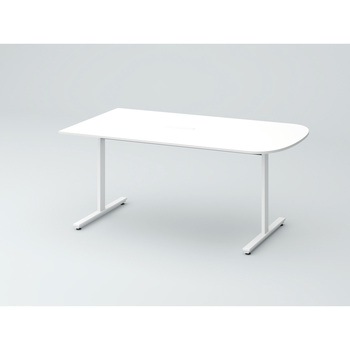 オリゴテーブル ホワイトボード天板 片R(配線キャップ) 1500×900 T字脚<配送時組立サービス付> イトーキ