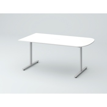 オリゴテーブル ホワイトボード天板 片R(配線キャップ) 1500×900 T字脚<配送時組立サービス付> イトーキ