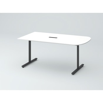 オリゴテーブル ホワイトボード天板 片R(配線キャップ) 1500×900 T字脚 片側キャスター<配送時組立サービス付> イトーキ