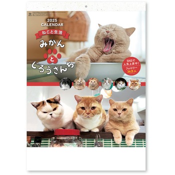 ねこと生活 みかんとじろうさんちカレンダー 新日本カレンダー