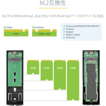 SSD外付けケース-M.2 NVME/PCIE SSD ケース おいしい USB C