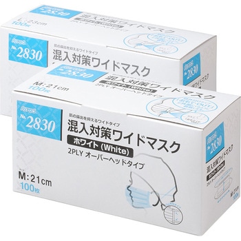 混入対策ワイドマスク ホワイト 2PLY オーバーヘッドタイプ リーブル
