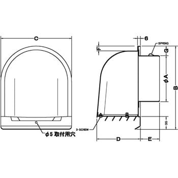 ステンレス製深型フード(金網付) 西邦工業 フード付ガラリ 【通販