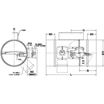 鋼板製ダクト接続型ダンパー特定防火適合品 西邦工業